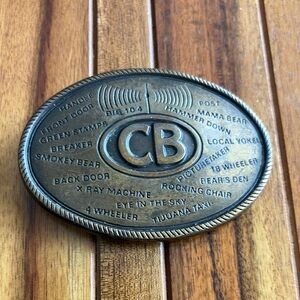 Vintage Brass Belt Buckle with CB Radio Design